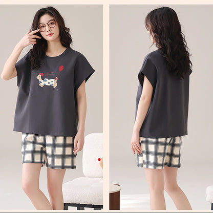 Cute Dachshund Couple Pajamas - Cotton Summer Set w/ Bra