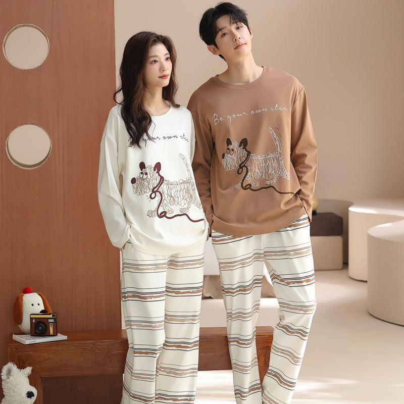 Matching Couple Pajamas Set – Abstract Dog Print, Soft Cotton Comfort
