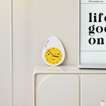 Egg-Shaped Silent Wall Clock – Playful Kitchen Design