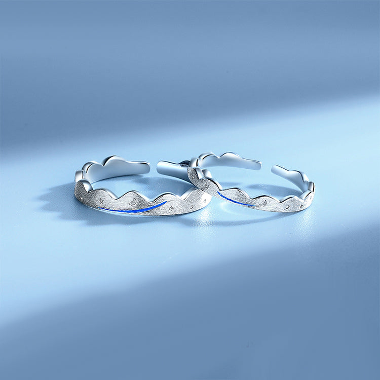 Engraved Matching Stars Promise Rings for Couples