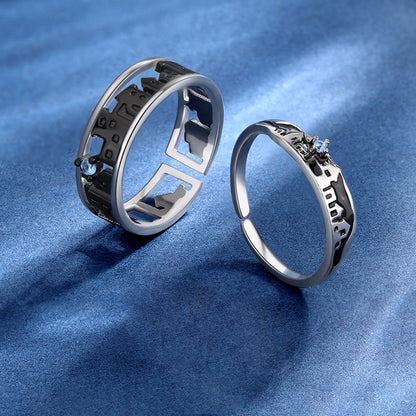 Custom Cities Distance Relationship Rings for Couples