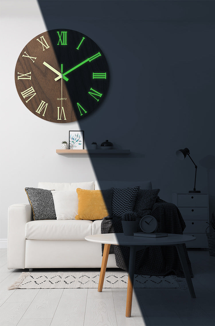 Glow in Dark Roman Numeral Silent Wall Clock