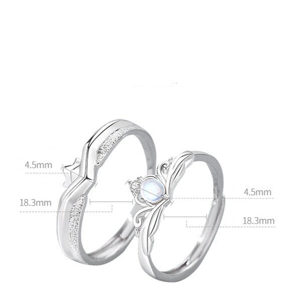 Engraved King Queen Rings Set - Adjustable Size