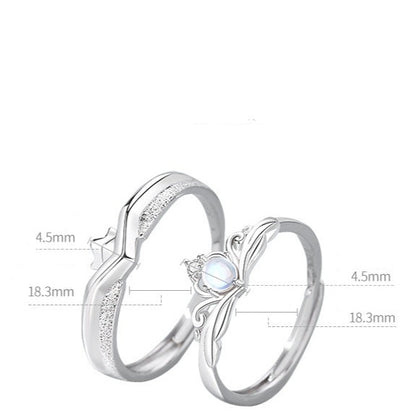 Engraved King Queen Rings Set - Adjustable Size