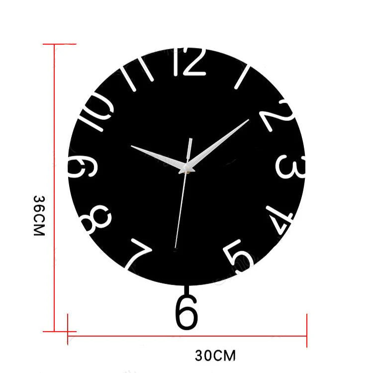 Big Numbers Silent Pendulum Wall Clock — 12" Acrylic