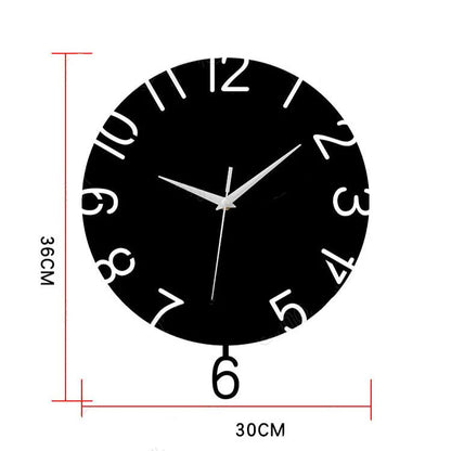 Big Numbers Silent Pendulum Wall Clock — 12" Acrylic