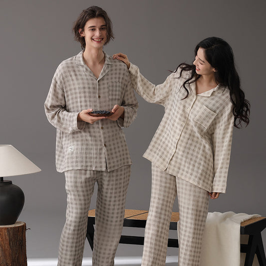 Checkered Pajamas Set for Couples - A-grade Cotton