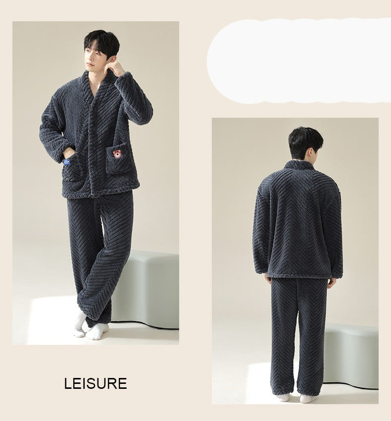 Matching Thick Fleece Pajamas Set for Adults