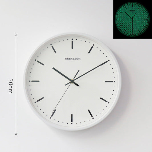 Minimalist Night-Glow Silent Wall Clock — 12" Metal & Glass