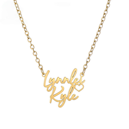 Personal Cursive Couples Name Necklace