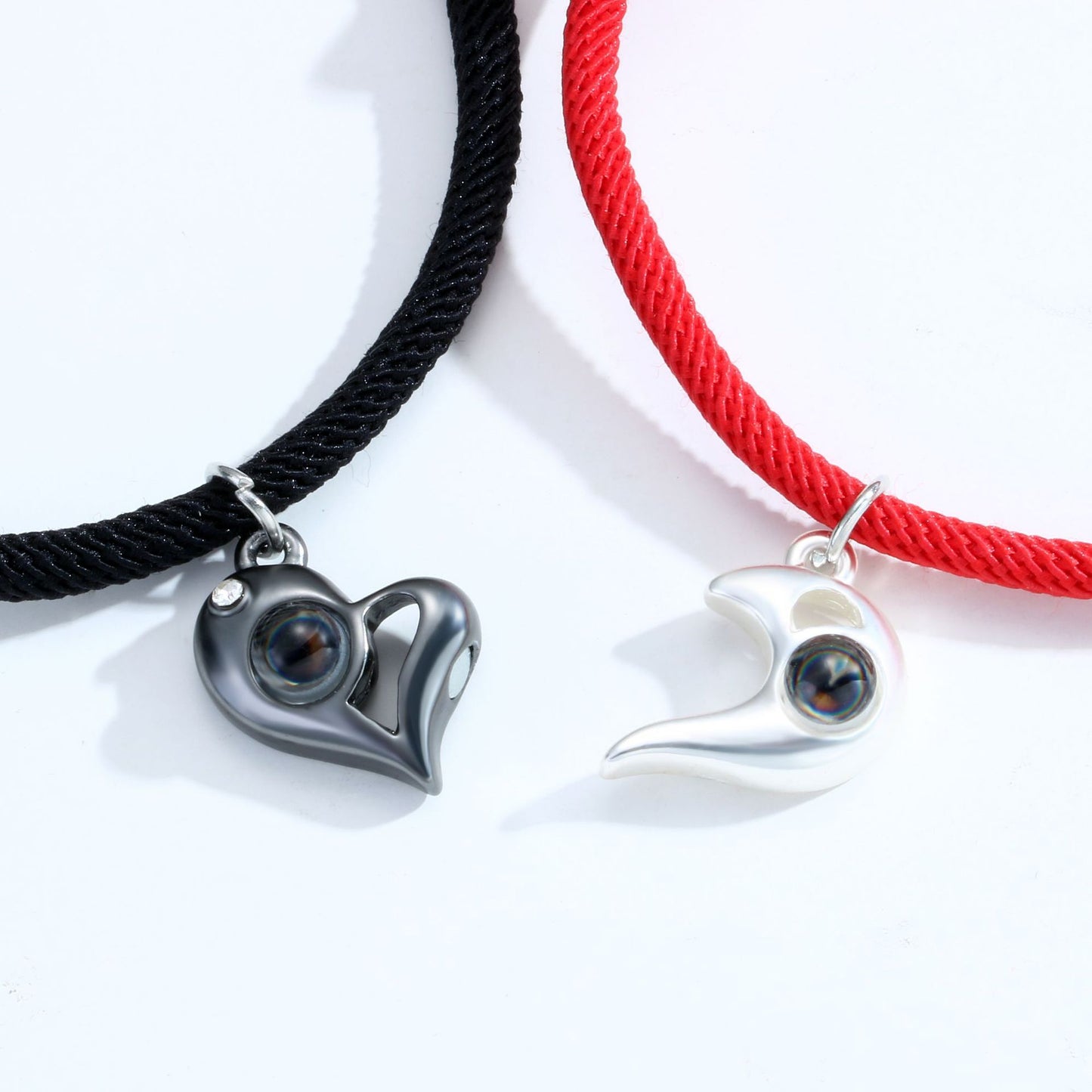 Light Projection Magnetic Hearts Lovers Bracelets Set