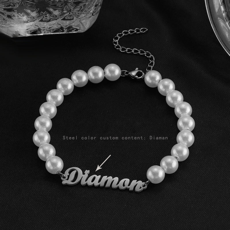 Pearls Bracelet with Custom Name