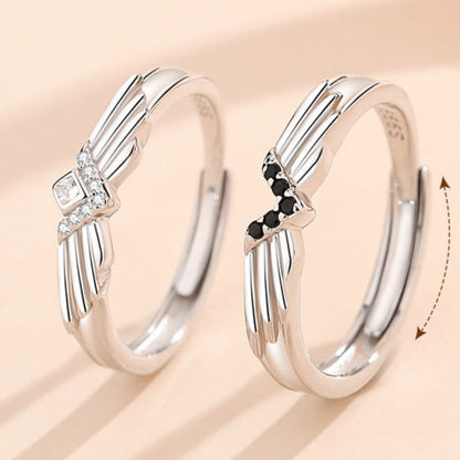 Angel Wings Rings Set for Two - Solid Sterling Silver