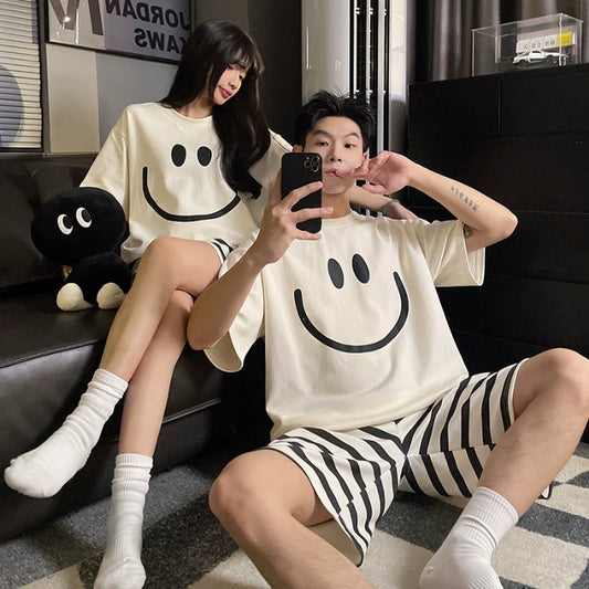 Smiley Face Couple PJs - Matching Summer Set