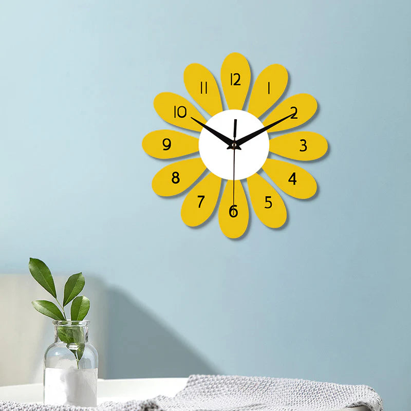 Silent Wall Clock – Nordic Sunflower, 30 cm