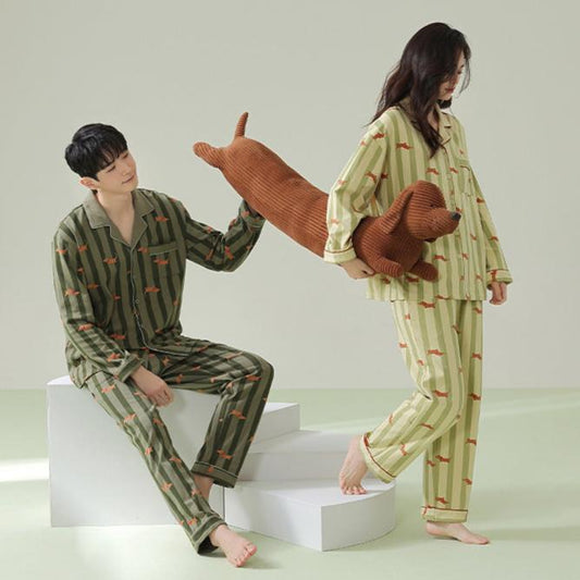 Matching His and Hers Autumn Pajamas 100% Cotton