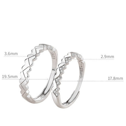 Matching Sterling Silver Rings Set for Two - Adjustable Size