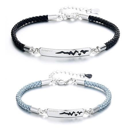 Amour Heartbeat Promise Bracelets Set for Couples