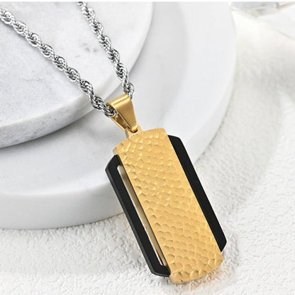 Custom Hammered Mens Pendant Necklace