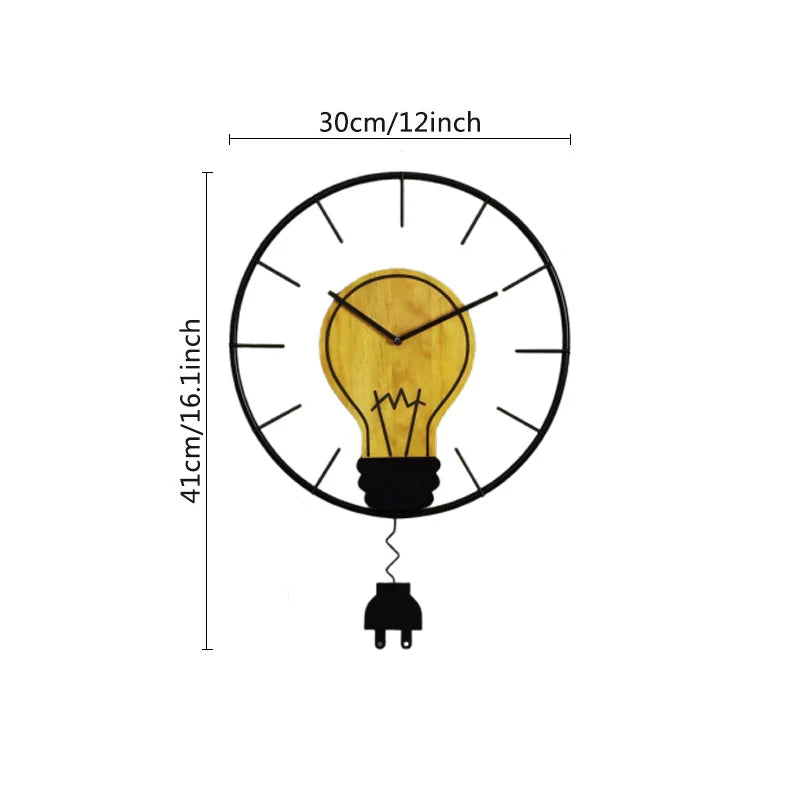 Antique Bulb Shaped Pendulum Wall Clock — Industrial Vintage (41×41 cm)