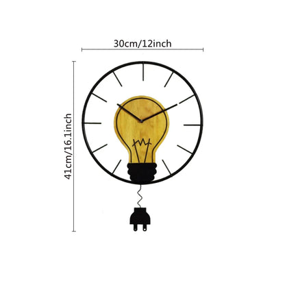 Antique Bulb Shaped Pendulum Wall Clock — Industrial Vintage (41×41 cm)