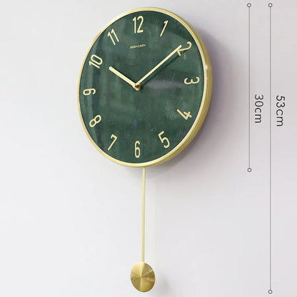 Natural Marble Pendulum Silent Wall Clock (14")