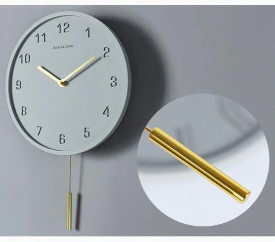 Concrete Nordic Pendulum Silent Wall Clock (10")