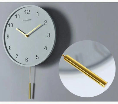 Concrete Nordic Pendulum Silent Wall Clock (10")