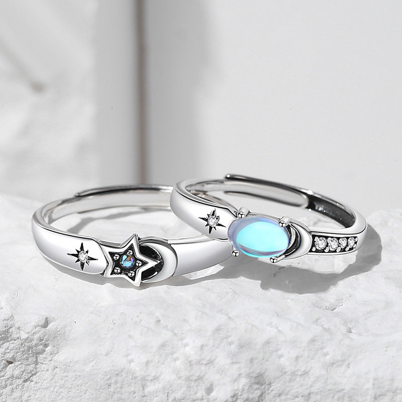 Custom Star Promise Rings Set Moonstone