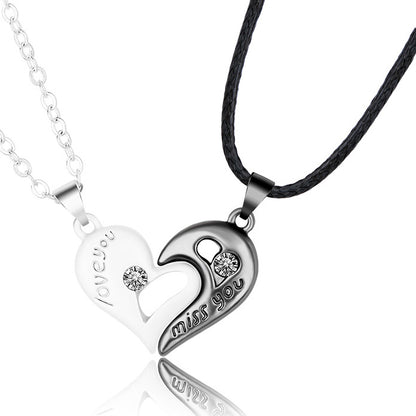 Engravable Magnetic Half Hearts Necklaces Gift for Couples