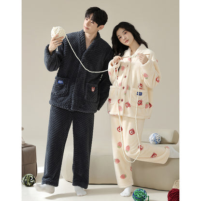 Matching Thick Fleece Pajamas Set for Adults