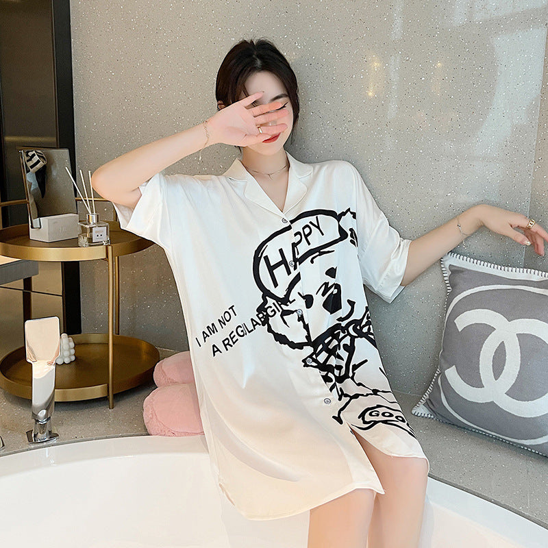 Cooling Bear Graphic Sleep Shirt for Women - Gullei