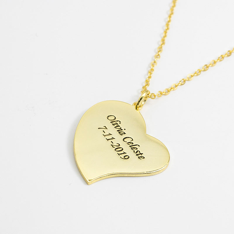 Heart Shaped Custom Engraved Necklace