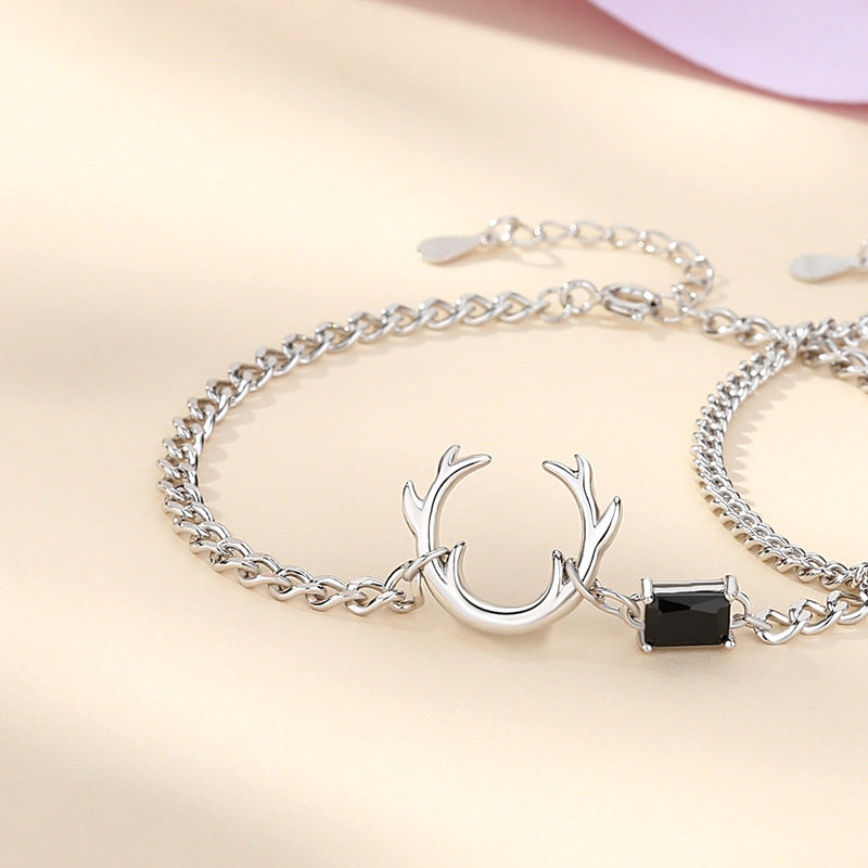 Matching Antler Couple Bracelets Set Birthday Gift