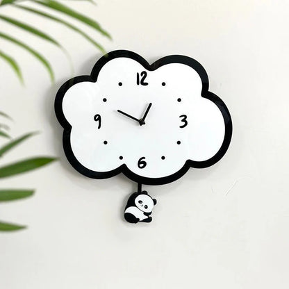 Cute Panda Pendulum Silent Clock — Kids’ Bedroom Wall Clock (30×30 cm)