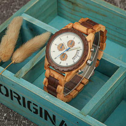 Multifunctional Matching Wood Couple Watch Set for Two