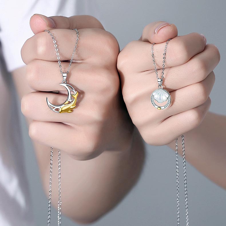 Sun and Moon Couple Promise Necklaces Set