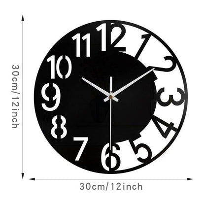 Big Numerals Silent Wall Clock — 12" Modern MDF (Black)