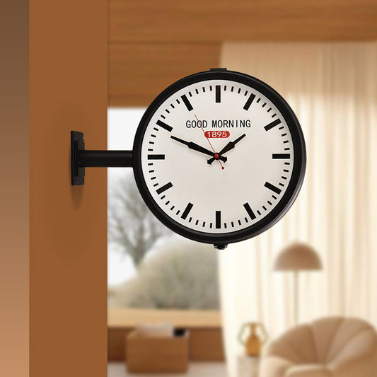 Double-Sided Station Wall Clock – Art Deco, Silent