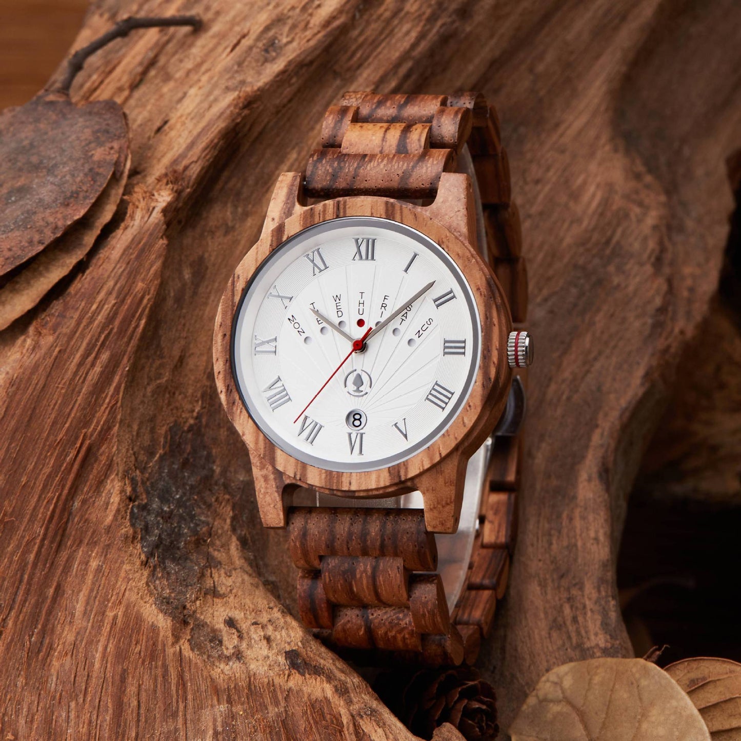 Mens Analog Wood Watch Customized Roman Numbers