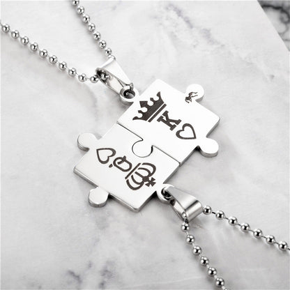 King Queen Crown Jigsaw Puzzle Couples Jewelry Set