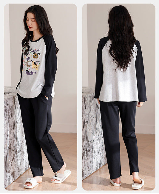 Playful Pet-Lover Couple Pajamas – Cotton Dog Print Lounge Set by Gullei