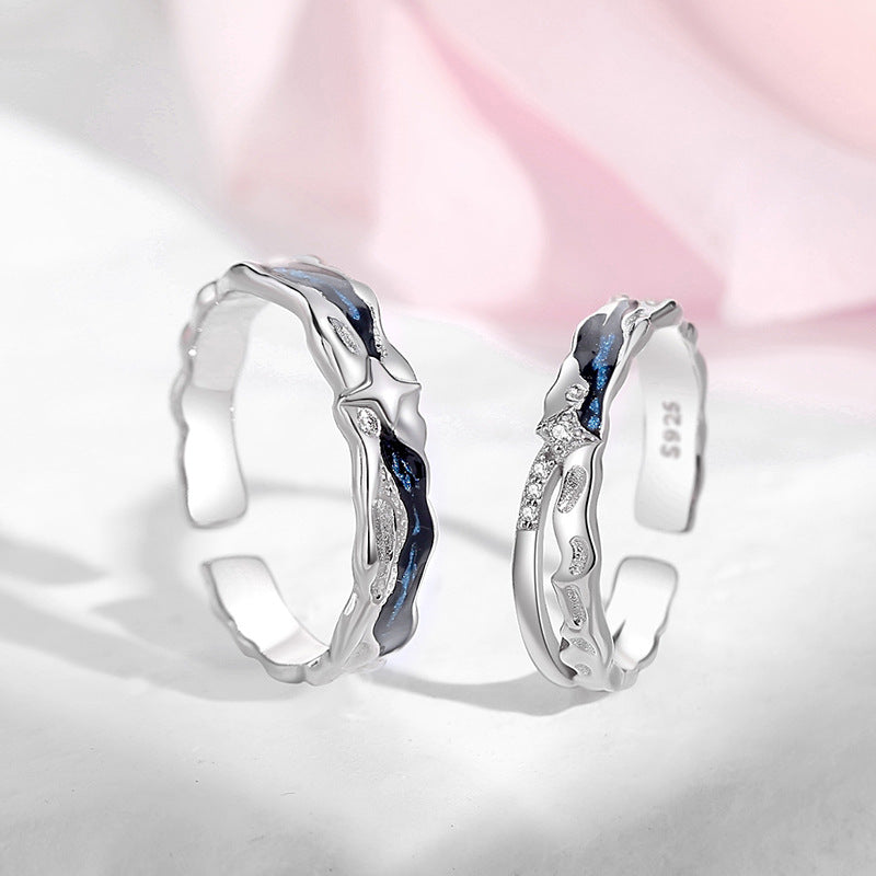 Engravable Stars Promise Adjustable Size Rings Set