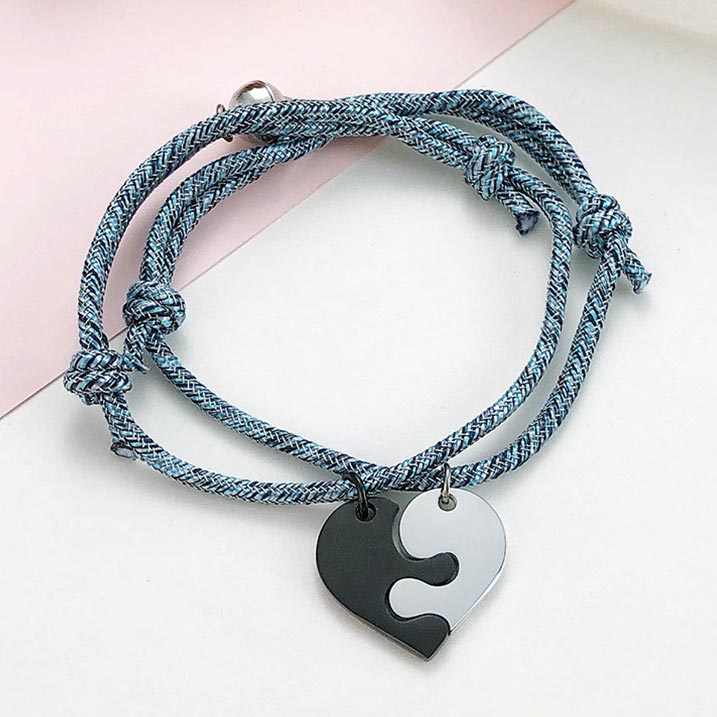 Personalized Connecting Heart Bracelets Set for 2