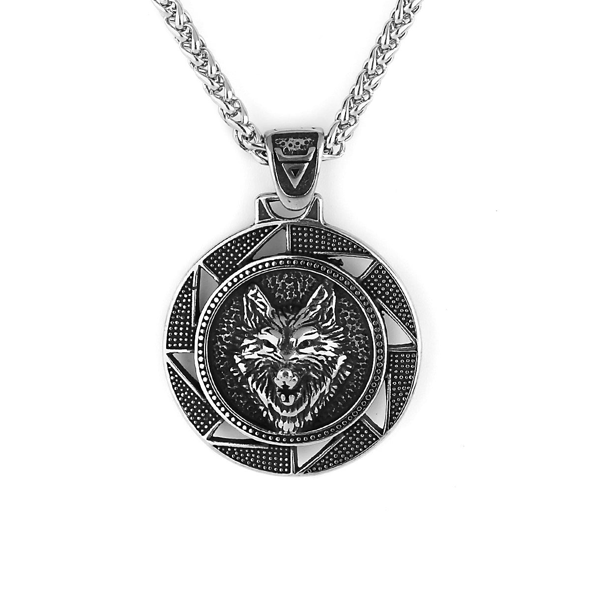 Mens Thick Chain Necklace Celtic Wolf Viking Style