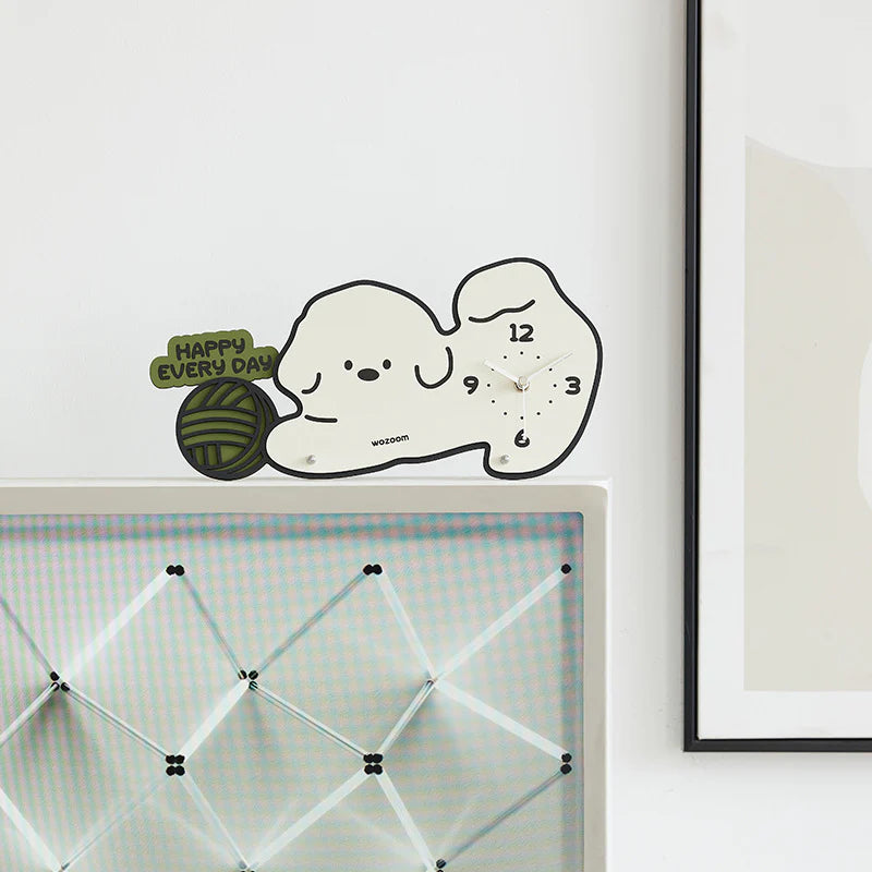 Cute Puppy Kids Bedroom Silent Wall Clock – Playful Puppy Design