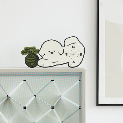 Cute Puppy Kids Bedroom Silent Wall Clock – Playful Puppy Design