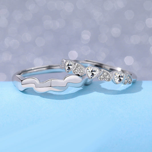 Hearts Couple Promise Rings Gift Set for Two