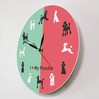 Wall Deco Silent Clock Gift for Poodle Lovers