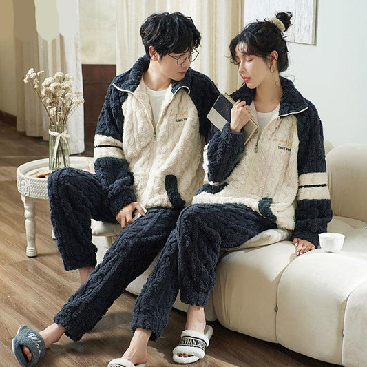 4-Piece Matching Warm Flannel Pajamas Set